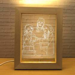 MINI Wood LED Photo Frame 3D Custom Lamp