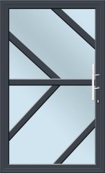 Pivot Aluminium Door Charcoal Angle Pattern With S10 Reflective Glass Left Hand Opening W1200MM X H2100MM