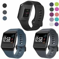 Skylet Compatible With Fitbit Ionic Bands 3 Pack Soft Replacement Sport Wristbands Compatible With Fitbit Ionic Smart Watch With Buckle Men Women Black Slate Gray