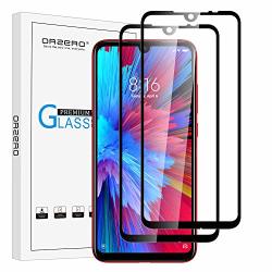 2 Pack Orzero Compatible For Xiaomi Redmi Note 7 Note 7 Pro Tempered Glass Screen Protector 2.5D Arc Edges 9 Hardness HD Anti-scratch Full-coverage Lifetime Replacement Warranty