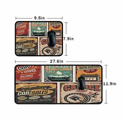 Non-slip Mouse Pad With Stitched Edges Nostalgic Art Auto Service Garage Funk Style Highway Logo Repair Road Grunge Decor For Computers Laptop Gaming Office
