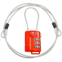 Tsa Approved Cable Luggage Locks Plus Bonus 4 Foot Steel Cable Lumintrail Combination Travel Security Lock - 4 Pack Red