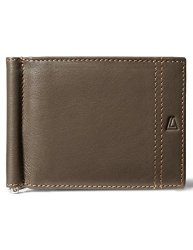 Leather Architect Men's 100% Leather Bifold Top Flip Rfid Blocking Wallet With Money Clip Dark Gray