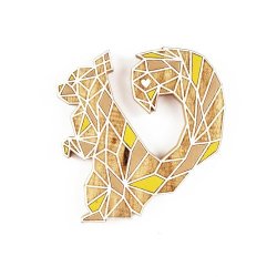 Brooch squirrel Yellow - Handcrafted Plywood Brooch With Laser Cut Detail