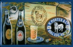 Porter & Co. Bull Dog Guinness Nostalgic 3D Embossed & Domed Strong Metal Tin Pub Sign 7.87" X 11.81" X 0.59" Inches