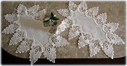 Oval Doilies Set Of Two Creamy White Dresser Scarf Formal European Lace Oval Doily