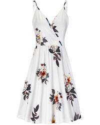 Styleword Women's V Neck Floral Spaghetti Strap Summer Casual Swing Dress With Pocket FLORAL12 XL