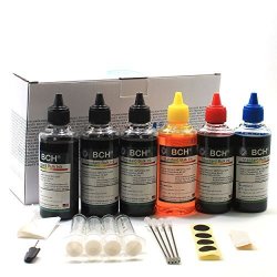 Refill Ink For Inkjet Printer Cartridges By Bch - Bulk 600 Ml 4-COLOR Kit With Color And Triple Blacks - For Printer Name Starts With H