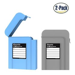 Idsonix 2X Professional Premium Anti-static Hard Drive Protection Box For 3.5 Inch Hdd Storage Moistureproof Dustproof Shockproof Blue+gray