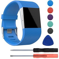 Sunjoyco Replacement Large Strap Silicone Band Compatible With Fitbit Surge Watch Fitness Tracker Watchband Wrist Band Wristband Accessories Blue