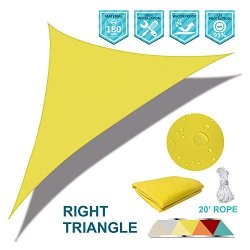 Coarbor Waterproof Uv Block 7'X7'X9.9' Sun Shade Sail Canopy Triangle 180 GSM Polyester For Pergola Carport Awning Patio Yard- Customized Yellow