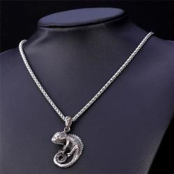 316l Stainless Steel Chameleon Dragon Necklace Free Gift Box
