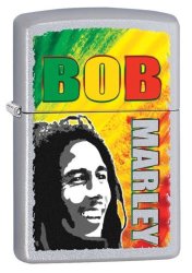 Zippo - Genuine - Bob Marley - Satin Chrome - Includes 6 Spare Flints And 1 Spare Wick