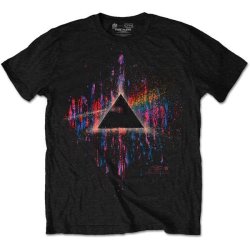 Pink Floyd Dark Side Of The Moon Pink Splatter Mens Black T-Shirt Medium