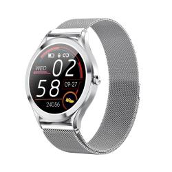 MK10 1.3 Inch Ips Color Full-screen Touch Steel Strap Smart Watch Support Weather Forecast Heart Rate Monitor Sleep Monitor Blood Pressure Monitoring Silver