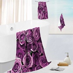 SOCOMIMI Microfiber Outdoor Beach Towel Set Purple Rose Luxury Hotel Shower Spa Bath Towels