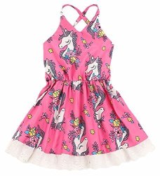 BABY 2BUNNIES Girl Toddler Lace Unicorn Flower Strappy Back Dress 18 Months