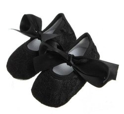 Baby Shoes Baby Crib Shoes Black Lace 12 - 18 Mths