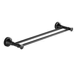 Laan Double Rod Bathroom Towel Racks Wall-mounted Antique Brushed Brass Towel Rail Bars American Hanging Rod Bathroom Shelves For Hotel Kitchens And Toilets Black