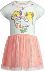 Disney Lion King Toddler Girls Short Sleeve Dress Tulle Skirt White pink 4T