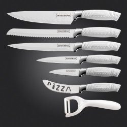 Royalty Line Steel White Knife Set - 6 Piece Stainless + Free Bonus Peeler