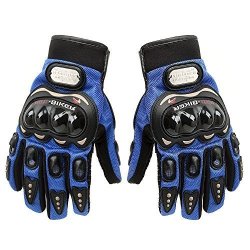 Carbon Fiber Motorcycle Motorbike Cycling Racing Full Finger Gloves Tonsiki Blue L