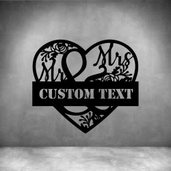 Mr And Mrs With Custom Text - 300MM Matt Black