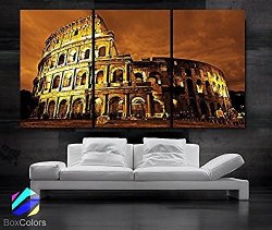 Tanda Large 30"X 60" 3 Panels 30"X20"EACH Panel Ea Art Canvas Print Beautiful Roman Colosseum Coliseum Italy Wall Home