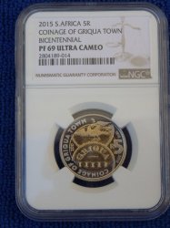 2015 South Africa R5. Proof Coinage Of Griqua Town. PF69 Ultra Cameo