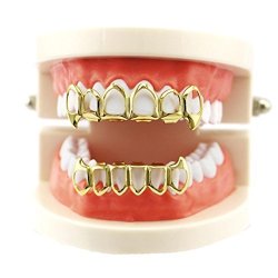 Coohole 2018 Cool Fashion Removable Hip Hop Teeth Grillz For Mouth Top Bottom Mouth Teeth Grills 1PC Gold