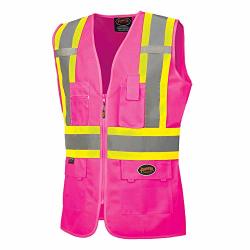 Pioneer Safety Vest For Women - Hi Vis Reflective Neon - Fitted Mesh Zipper 9 Pockets - Traffic Security Volunteer Work - Pink Orange Yellow green