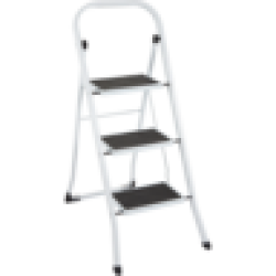 White Metal 3 Step Ladder