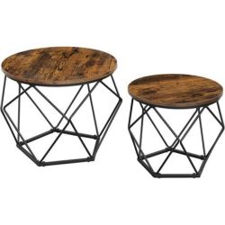 Set Of 2 Side Coffee Tables Robust Steel Frame