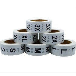 Hybsk Tm White Round Clothing Size Stickers Adhesive Labels For Retail Apparel S M L XL 2X 3X Total 6 Rolls