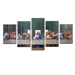 Jingtao Art 1 Jesus The Last Supper Wall Art Painting Canvas Prints Home Decoration In 5 Pieces Stretched-ready To Hang 8X12INCHX2+8X16INCHX2+8X20INCH White