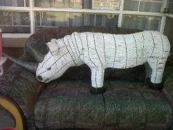 Wow Huge 270mm X 500mm X 1420mm Beads And Galvanized Wire Handmade Rhino Great Detail.collect Ccd