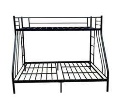 Metal Bunk Bed Twin Over Full Tribunk Bunker With Guardrail 2 Ladders