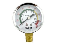 0 to 200 PSI Qty 2 Air Pressure Gauge 2" Side Mount 1/4" NPT 2" Dial 
