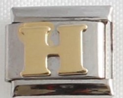 Italian Charm - Gold Plated Letter H