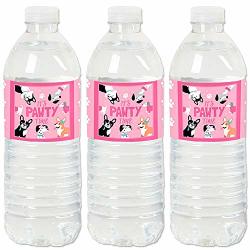 Pawty Like A Puppy Girl - Pink Dog Baby Shower Or Birthday Party Water Bottle Sticker Labels - Set Of 20