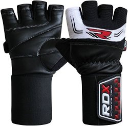 RDX Men's Leather Gym Weight Lifting Gloves 3.5 Strap Cross Training Bodybuilding Fitness Workout