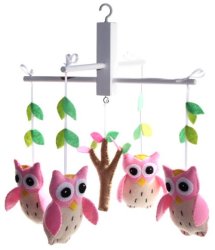 Pink Owls Nursery Mobile