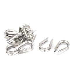 Uxcell 5MM 304 Stainless Steel Wire Rope Cable Thimbles Silver Tone 10PCS