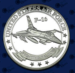 United States Airforce F-16 Falcon Fighter Army Coloured Medal Token Coin