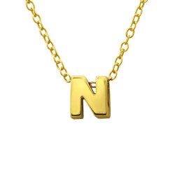 Maddison Gold Plated 925 Sterling Silver A-z Initial Necklace 6MM On 45CM Chain - N C23857