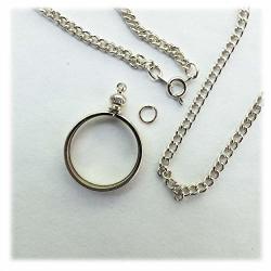 Coin Holder Bezel Nickel Usa 5 Cent Silver Tone Link Necklace 20" Chain Kit Parts