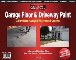 Garage Floor & Driveway Paint - 2-PART Acrylic Epoxy - Interior Exterior - 1 Gallon Kit - Grey
