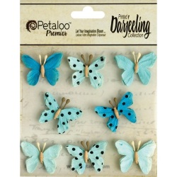 Petaloo Darjeeling Mini Butterflies - Tea Stained Teals 8 Pieces