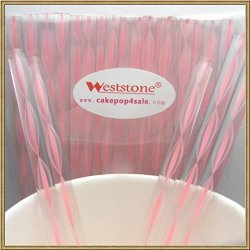 Heavy Duty - 40PCS 6 In X 7 32 Acrylic Sticks For Cake Pops Or Candy Apple Pink Swirl