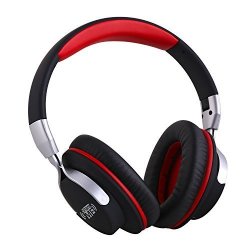 Ausdom Over Ear Headphones Lightweight Bluetooth 4.1 Wireless Headphones Foldable Headset With MIC And Volume Control For PC Smartphone Adults Kids Girls Etc Black And Red